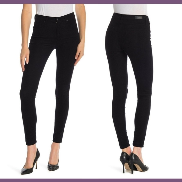 DEFECT $188 AG‎ The Farrah High Waist Skinny Corduroy Pants in Black [SZ 24 ] - Picture 1 of 8